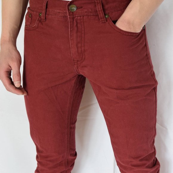 Dark Red Slim-Straight Chino Pants - Picture 4 of 4